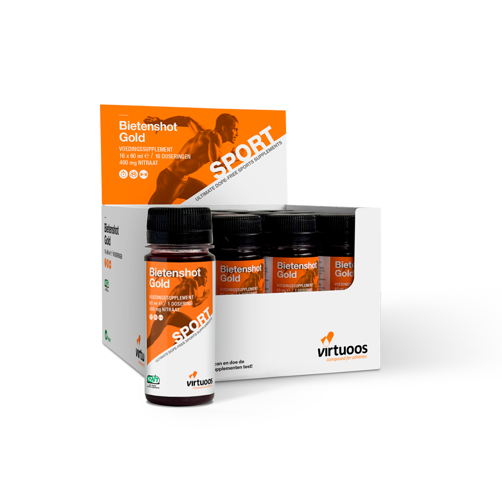 Virtuoos - Beetroot Shot Gold - 60ml - 16x 400mg Nitrat - Ausdauersport