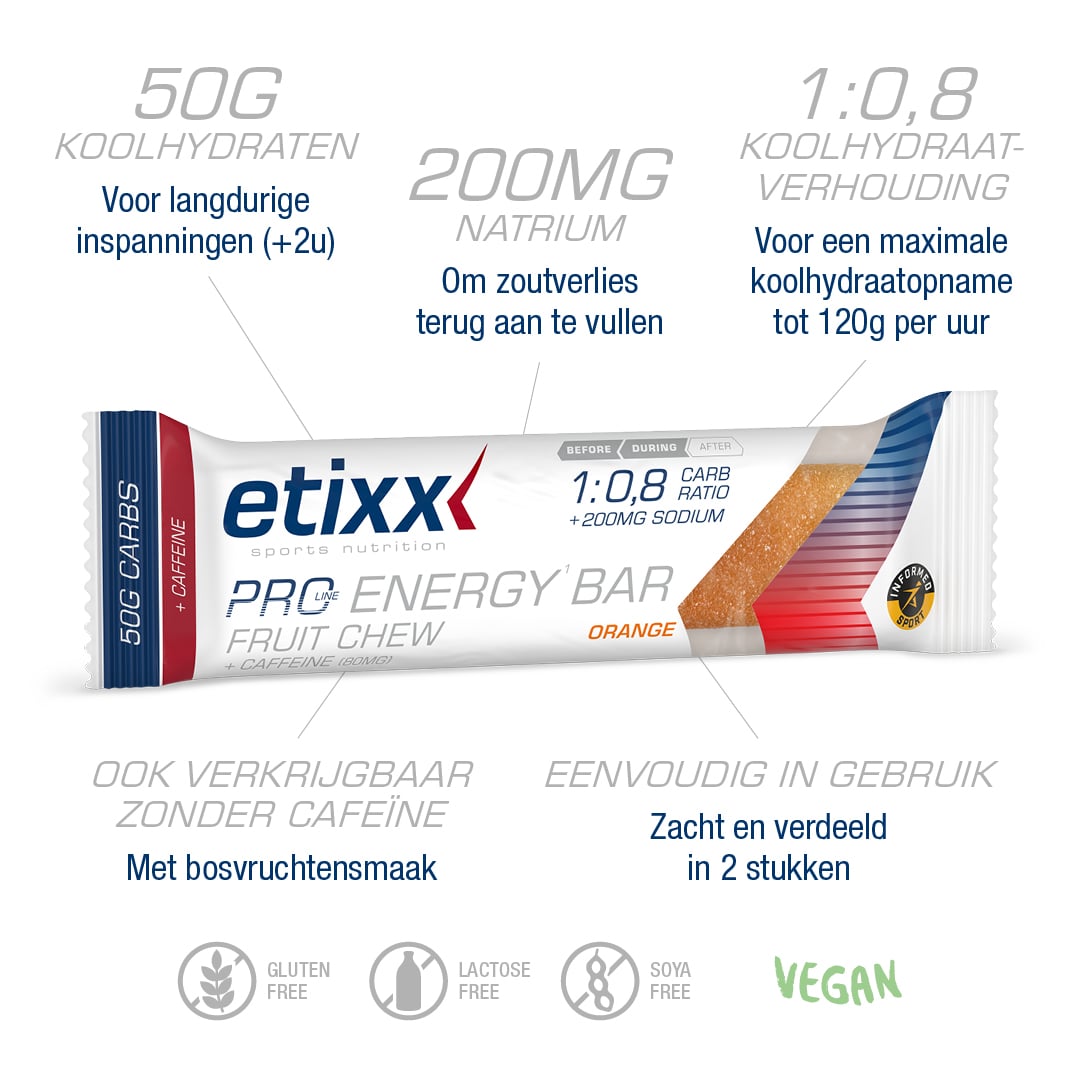Etixx – Pro Line Energy Bar Fruit Chew – Caffeine Orange – Pro Stück – Ausdauersport